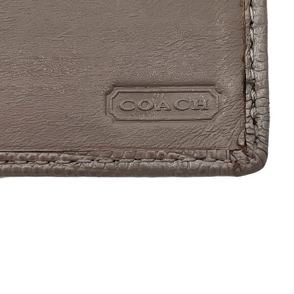 Coach Signature Logo Jacquard Leather Trifold Wallet Taupe Monogram Logo 5x8 - Picture 4 of 7